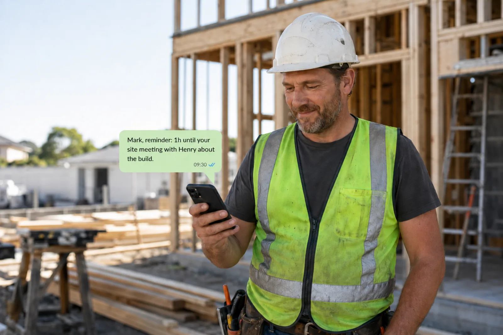 Construction contractor getting a Kratt reminder on WhatsApp